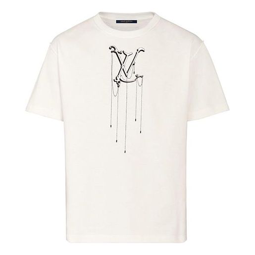 Louis Vuitton LV Pendant Embroidered Street Style Cotton for Men White 1A5VEQ US M